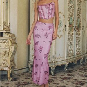 Princess Polly Billos Rose Maxi Shirt and Corset Top Set